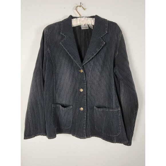 Chico's Womens Textured Gray Blaze Jacket Size 2 Notch Collar Pockets - Picture 1 of 7
